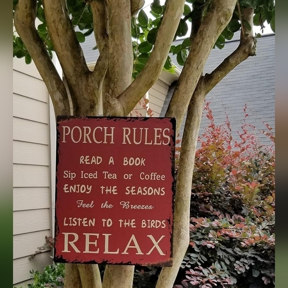 🍄 NWT RED METAL PORCH RULES - Picture 5 of 11